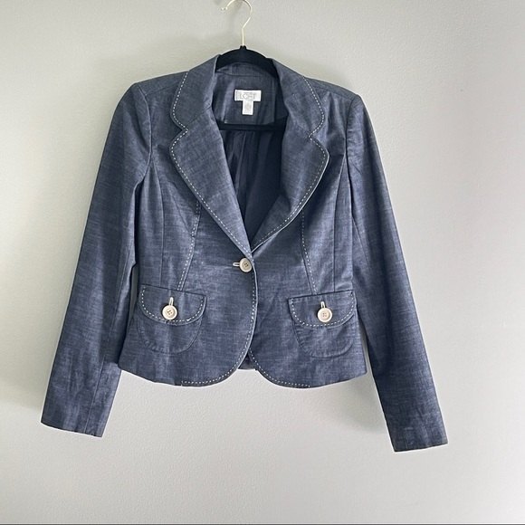 LOFT Jackets & Blazers - Ann Taylor LOFT Charcoal Gray Modern One Button Blazer Peplum Hem Size 4